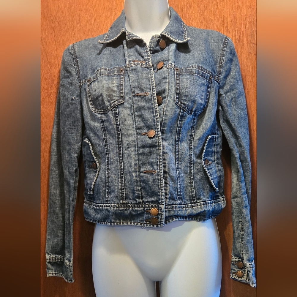 Armani Exchange distressed Denim Jacket szS - Picture 2 of 9